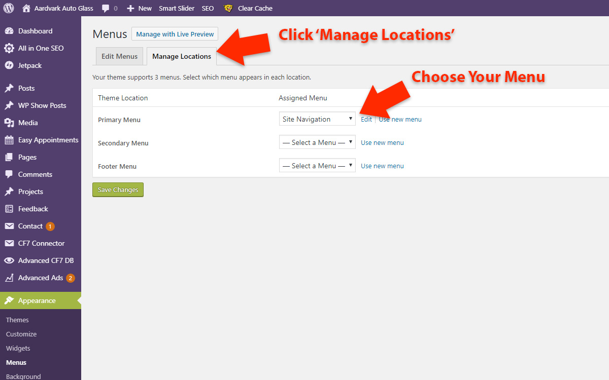 How to Make a Phone Number Clickable in WordPress - Choose Menu
