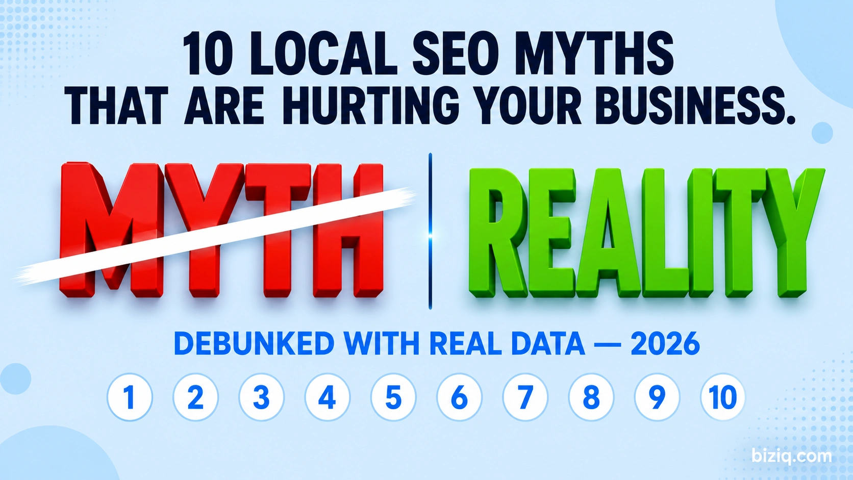 Myth vs Reality header graphic for local SEO myths debunked for small businesses in 2026