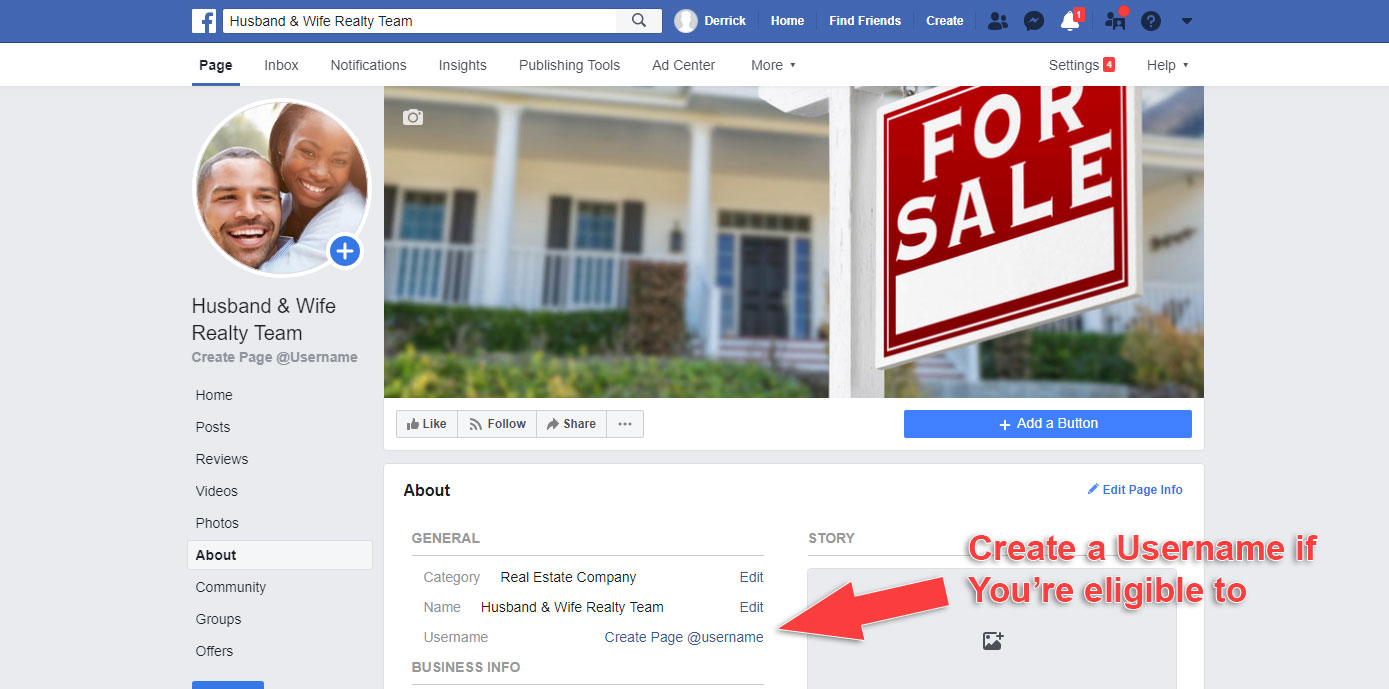 How to Make a Business Page on Facebook - Create Username