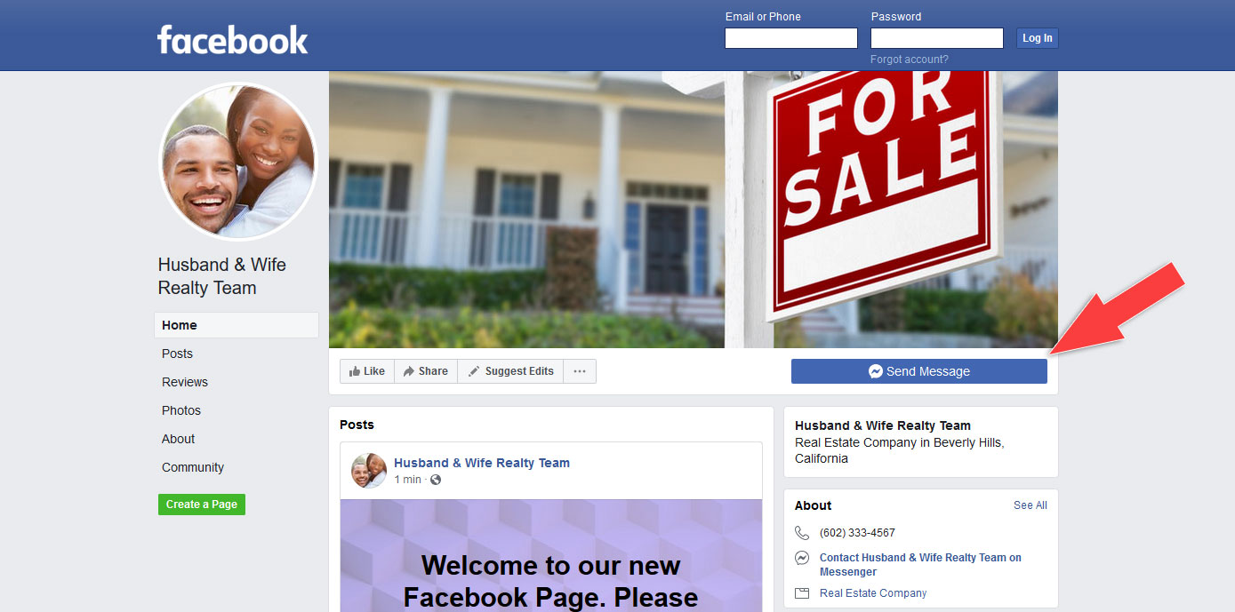 How to Make a Business Page on Facebook - Send Message Button