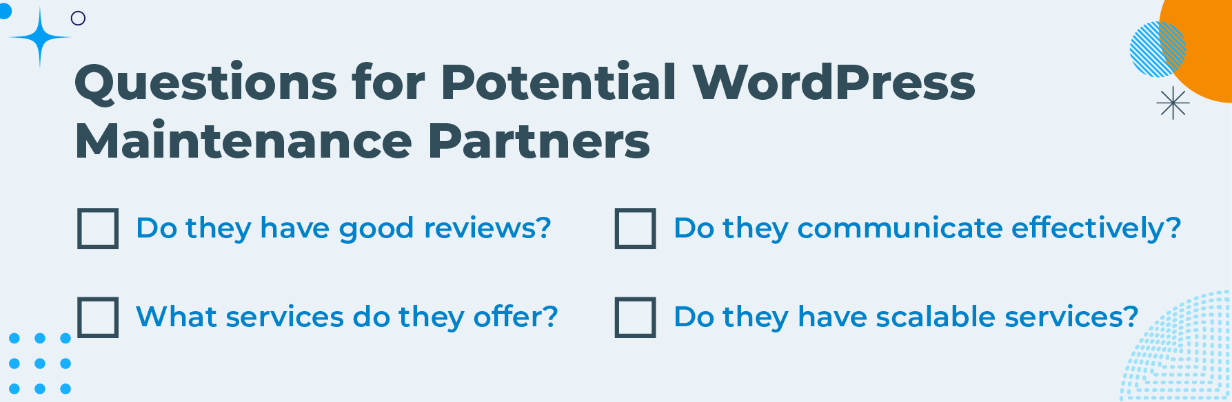 Questions for Potential WordPress Maintenance Partners