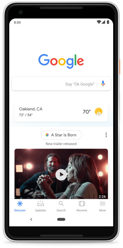 Gif from Google of typical Google Discover card