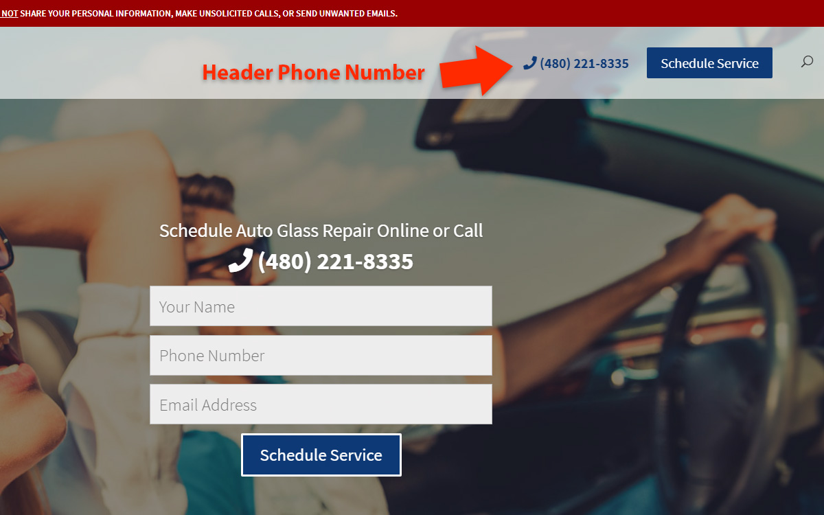 How to Make a Phone Number Clickable in WordPress - Header Phone Number