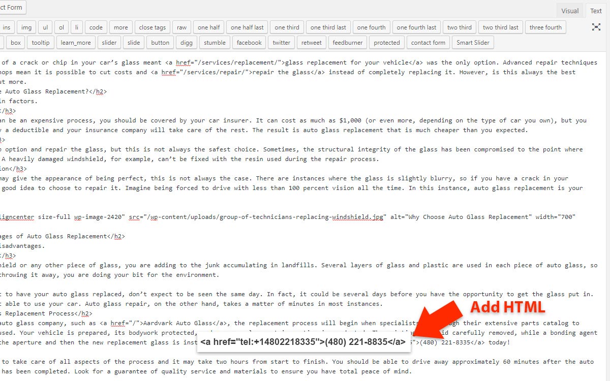 How to Make a Phone Number Clickable in WordPress - HTML Snippet