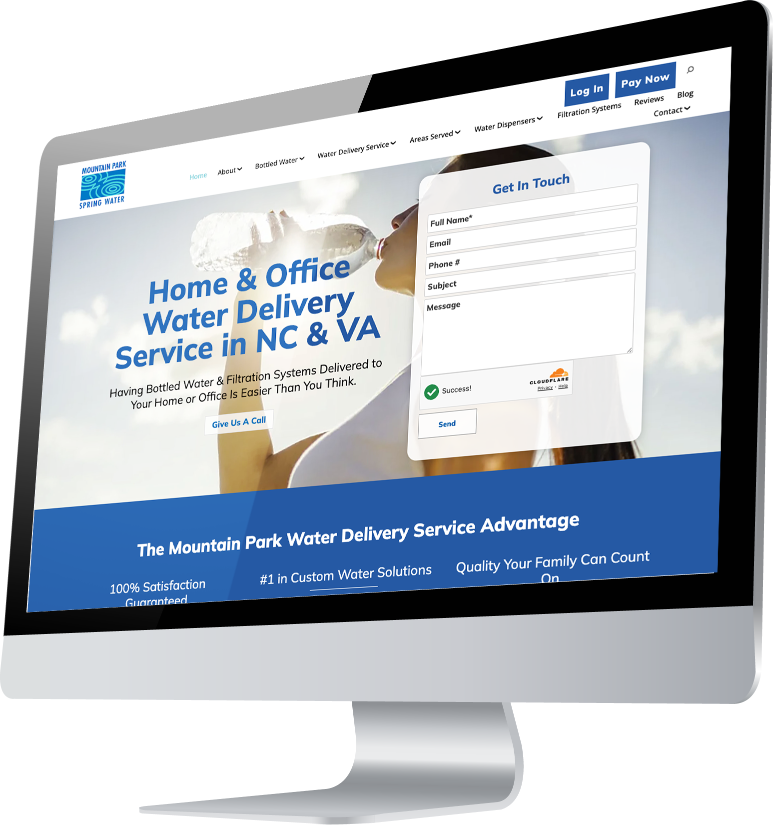 Mountain Park Spring Water website on desktop computer