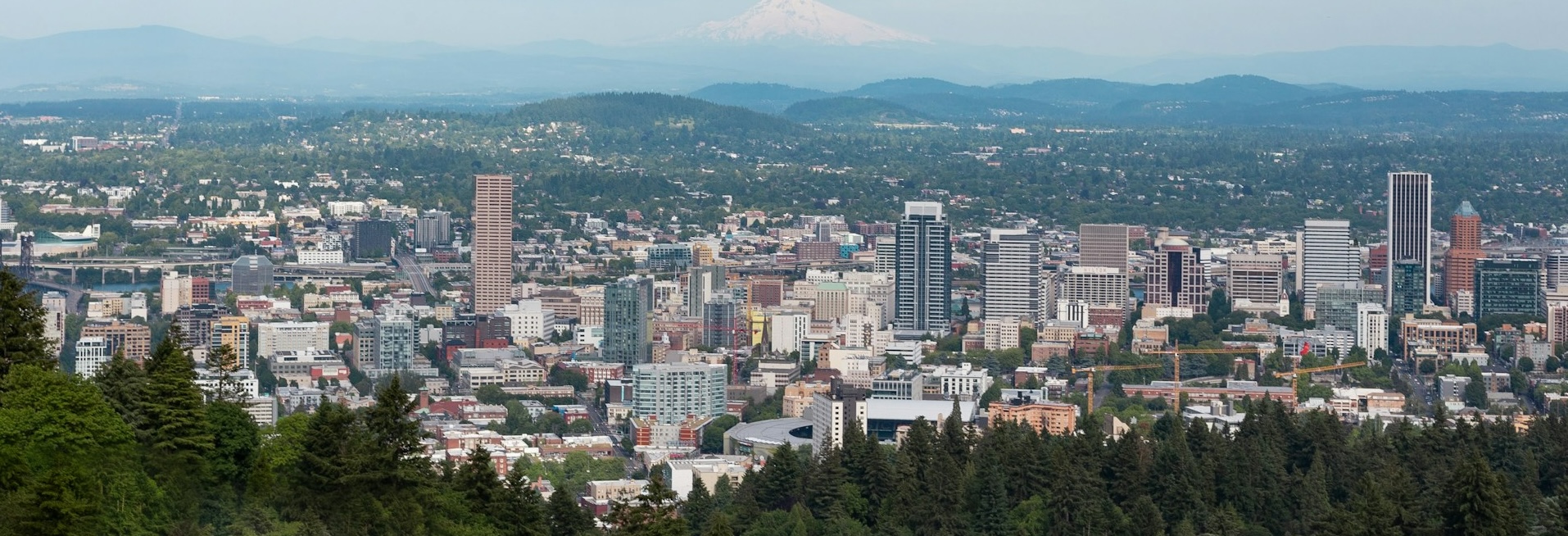 Panoramic aerial view of the Portland skyline